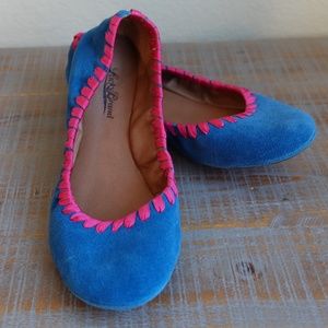 🎉Host Pick🎉Lucky Brand Emmie Blue/Pink Suede Ballet Flats Size 6.5M
